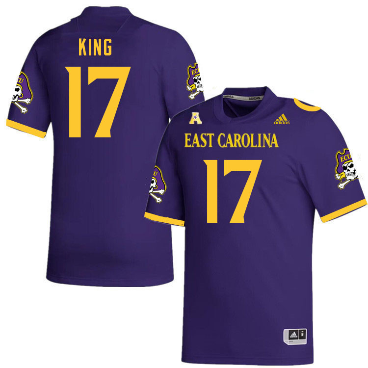 Men #17 Devon King ECU Pirates College Football Jerseys Stitched Sale-Purple